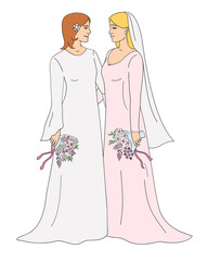 Wall Mural - Lesbian Marriage ceremony, LGBT wedding Two women holding hands,