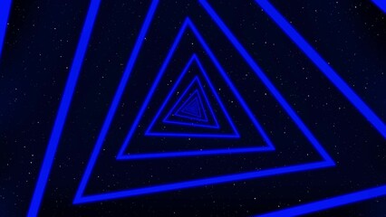 Wall Mural - endless neon glowing futuristic purple triangle tunnel against a starry sky leading into the space f