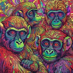  psychedelic animals, Generative AI.