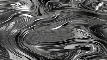 metal liquid wave flow background, abstract fluid satin metallic texture chrome black and white wallpaper, 3d rendered smooth transition shiny aluminum seamless, generative ai
