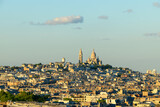 Fototapeta Paryż - The Basilica of the Sacred Heart on the Montmartre hill , Europe, France, Ile de France, Paris, in summer on a sunny day.