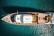 Top down drone view of a luxury yacht on the sea, generative ai