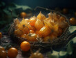 Beautiful organic background of freshly picked physalis created with Generative AI technology