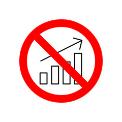 Poster - No Bar Chart icon. Illustration style is a flat iconic symbol inside red crossed circle on a white background..eps