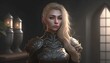 © drixe - Portrait of a beautiful woman in heavy armor. created with Generative AI