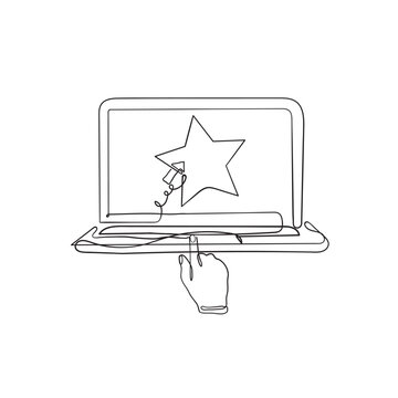 continuous line drawing finger pointing at star rating illustration vector