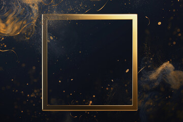 Golden frame on black abstract background. Created with Generative AI Technology