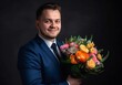 © drixe - Man with bouquet of flowers. Created with Generative AI