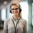 © drixe - Portrait of a smiling customer service agent, little blur. Created with Generative AI