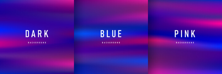Wall Mural - set of blue and pink gradient blurred background, colourful abstract fluid liquid shape design templ