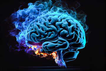 Poster - human brain in smoke. Generative AI, Generative, AI
