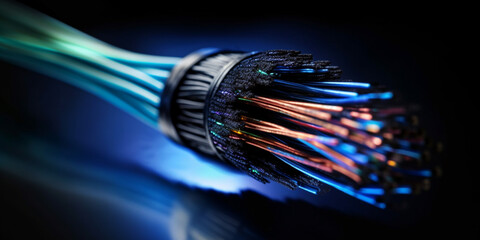 fiber optic cable, technology background Generative AI