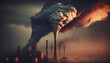 Industrial factory pollution, smokestack exhaust gases, bad atmosphere, Generative AI