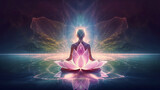  meditating sitting in lotus posistion Generative AI