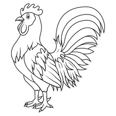 Wall Mural - illustration of rooster line art