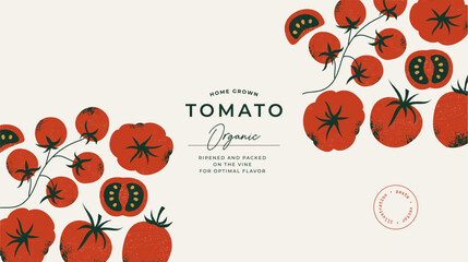 Wall Mural - tomato sauce label packaging design horizontal template. vector illustration