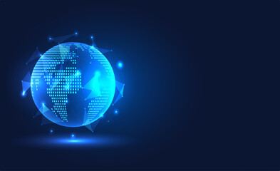 Poster - Global blockchain technology network that connects smart technology to provide instant access to information anywhere to expand business globally.