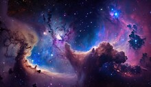 Beautiful Travel In Deep Space And Nebula Made With Generative Ai