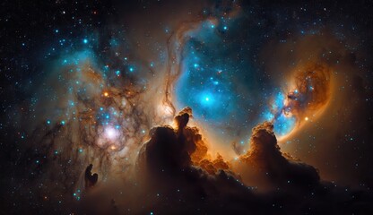 Wall Mural - Beautiful travel in deep space and nebula made with generative ai