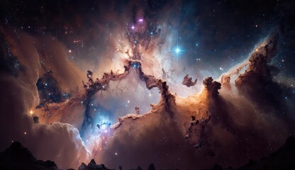 Wall Mural - beautiful travel in deep space and nebula made with generative ai