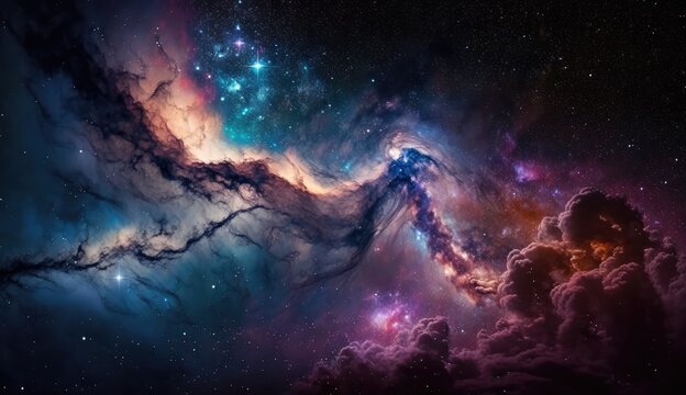 beautiful travel in deep space and nebula made with generative ai