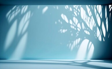 Wall Mural - minimalistic abstract gentle light blue background for product presentation with light and intricate