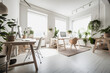 © aprilian - Modernist Home Office Interior Design with Natural Light, Plants, and Modern Furniture for a Productive Work Environment