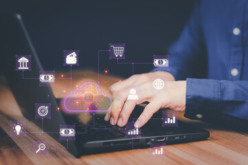 Poster - Ai technology and cloud computing. Technology big data and business process strategy. Financial management and smart industry. Digital transformation change management and internet of things.