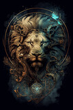 Fototapeta Paryż - Leo zodiac sign. Horoscope.