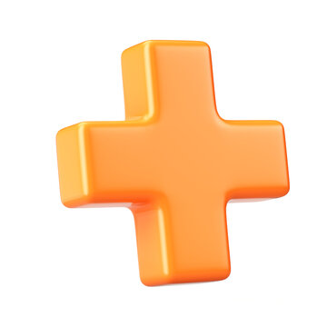 Orange Plus sign isolated on white background. 3d illustration