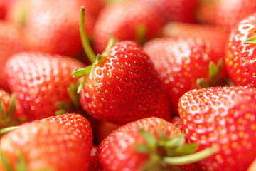 Wall Mural - Fresh organic red strawberry fruit background