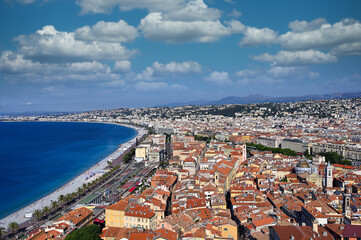 Canvas Print -  Promenade des Anglais and old town in Nice France summer season