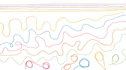 Wall Mural - set of colorful cotton threads isolated on white background. wavy, tangled and straight lines.