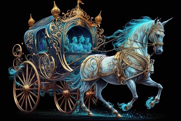 Wall Mural - The Glittering Chariot of Aurora: A Royalty-Adorned Carriage Generative AI