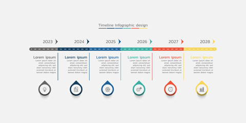 Canvas Print - Business infographic timeline design template  with 6 options