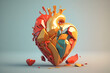 Pęknięte ceramiczne serce alegoria - Cracked ceramic heart allegory - Generative AI