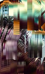 Poster - Digital abstract graphic artwork. Vibrant glitch texture. Artwork with deconstructed shapes and graphics elements. Creative graphic design for poster, brochure, flyer and card.