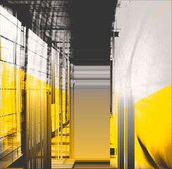Poster - Digital abstract graphic artwork. Vibrant glitch texture. Artwork with deconstructed shapes and graphics elements. Creative graphic design for poster, brochure, flyer and card.