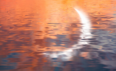 Aufkleber - Crescent moon rising above calm sea in sunset sky