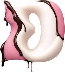 Poster - Letter made of melting brown chocolate and pink ice cream. Font made with Generative AI technology.