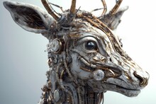 Exquisite Creatures & Culture: Detailed 3D Deer, Dragon & Lion Sculptures, Gold & Stone Temples With Rococo Influence In Asia's Ancient Architecture, Generative Ai