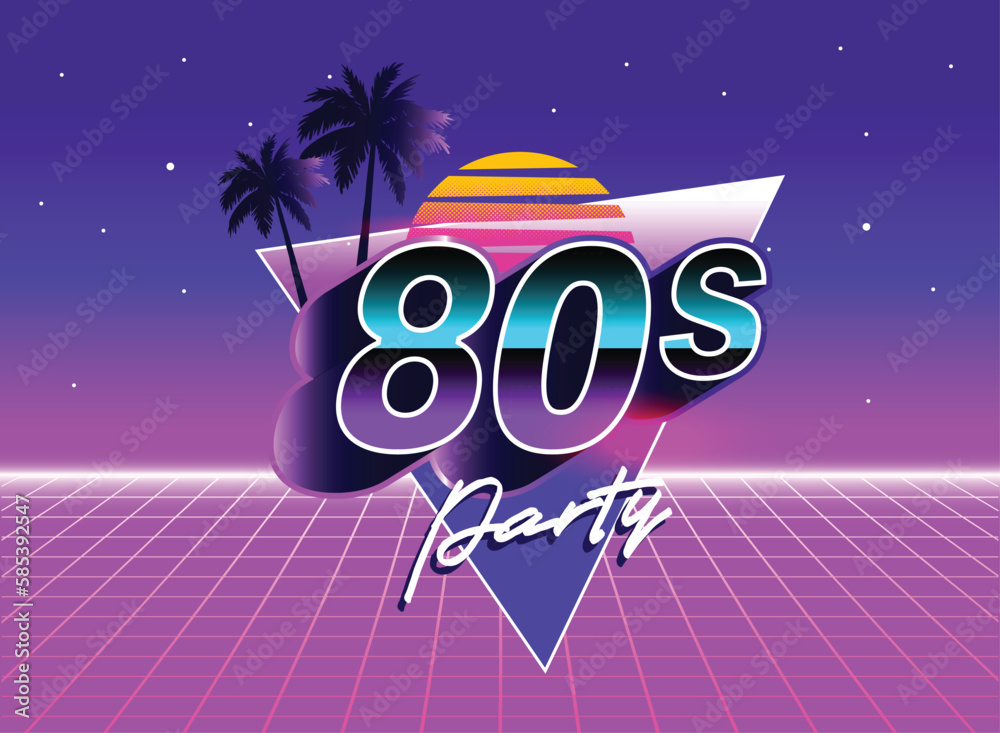 Retro 80s sci-fi futuristic style background with supercar. Vector ...