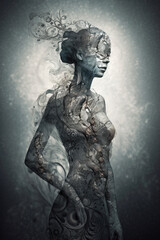 Wall Mural - stylized fantasy art portrait of a beautiful woman. is not based on any real person. generative AI	
