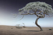 surreal elysian tree of white snakes iridescent veins in the desert - Generative AI