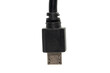Nahaufnahme Schwarzes Micro USB Kabel von Oben
