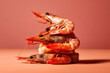 heap of tasty raw shrimps and prawns, isolated, created with generative ai