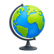 Cartoon world globe with stand 3d icon on transparent background. Globe of planet Earth for concept of kids learning or world traveling. PNG file