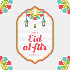 Wall Mural - set of eid al fitr label greeting card islamic ornament vector design