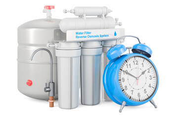 Poster - alarm clock with reverse osmosis system, 3d rendering