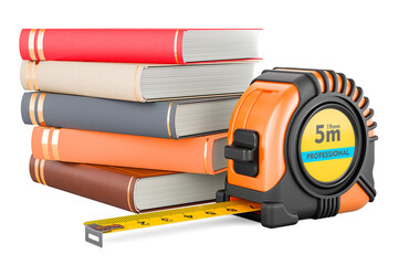 Poster - tape measure with books, 3d rendering